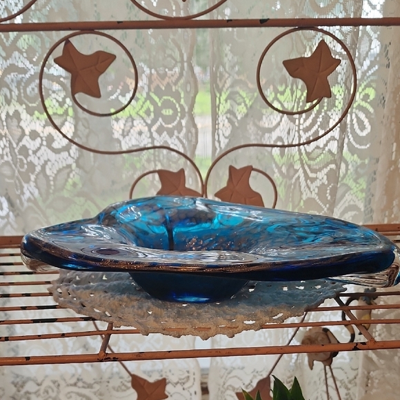Murano Other - Murano Blue Glass Art Accent Bowl